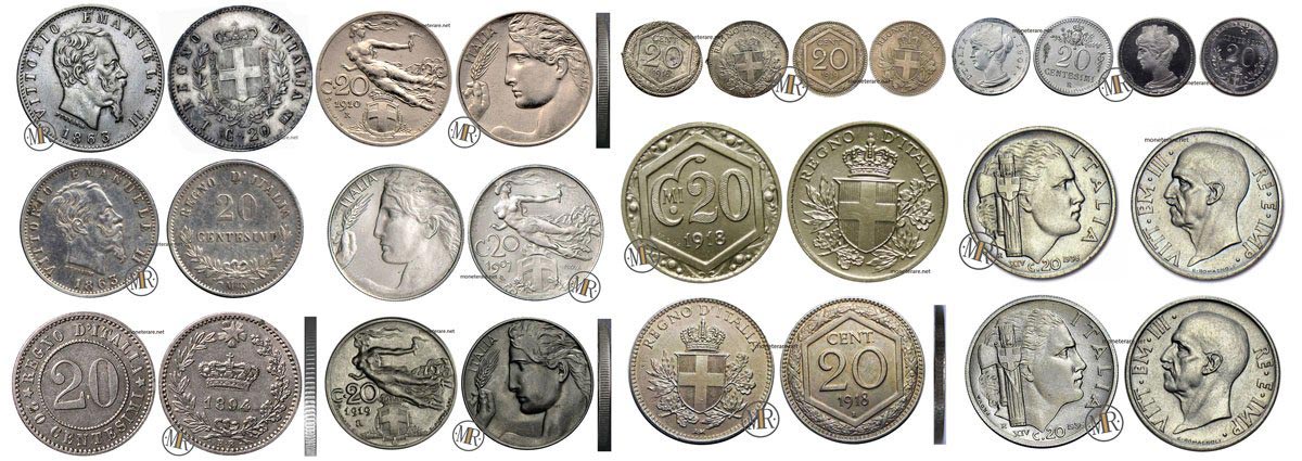 All the Rare 20 cents lira coin of Italian Numismatics
