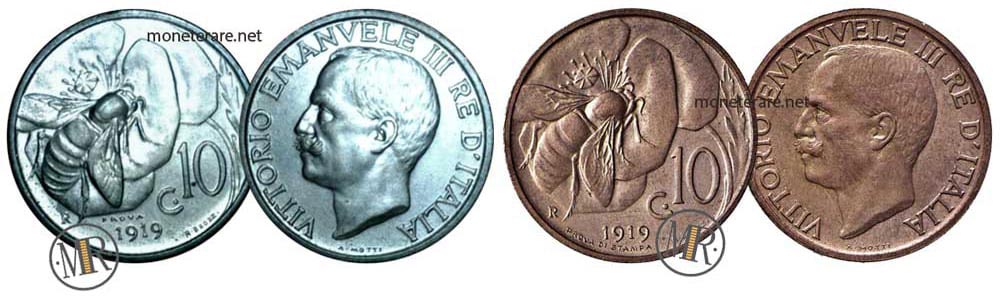 10 Lira Cents Coin "Bee" PROVA 1919