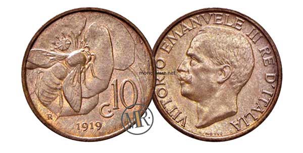 110 Lira Cents Coin "Bee" 1919
