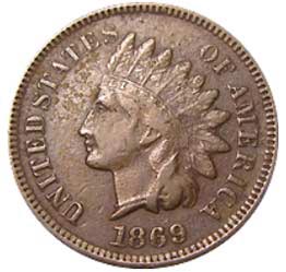 most valuable pennies 1869 indian Head Penny 1 dollar cent coin