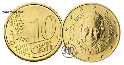 10 Cents Vatican Euro Coins Pope Francis 2016