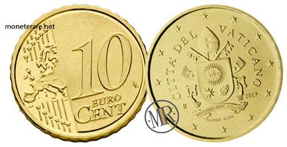 10 Cents Vatican Euro Coins Fifth series 2017