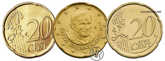 20 Cents Vatican Euro Coins Pope Benedict XVI 2006