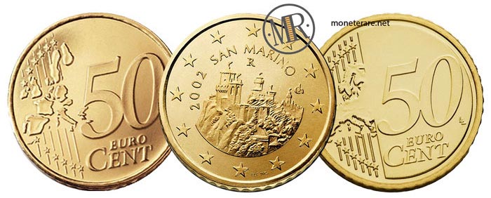 50 Cents Euro Sammarinese Coin - First and Second Series