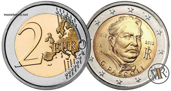 value of 2 Euro Italy 2012 "Pascoli" - 100th anniversary of the death of Giovanni Pascoli