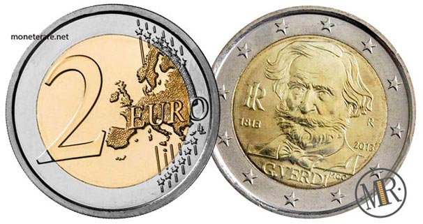 value of 2 Euro Italy 2013 "Verdi" - 200th anniversary of Giuseppe Verdi's birth