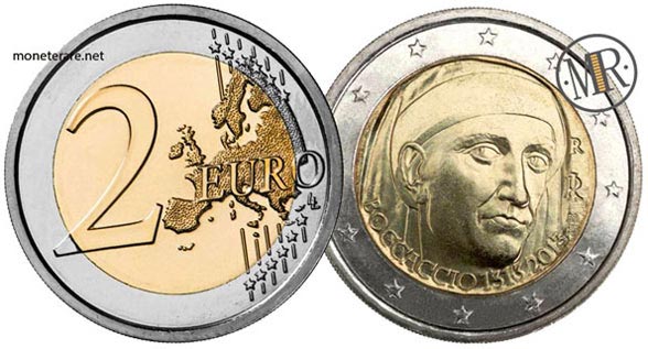 value of 2 Euro Italy 2013 "Boccaccio" - 700th anniversary of the birth of Giovanni Boccaccio