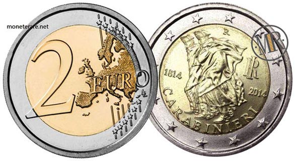 value of 2 Euro Italy 2014 "Carabinieri" - 200th anniversary of the foundation of the Carabinieri Corps