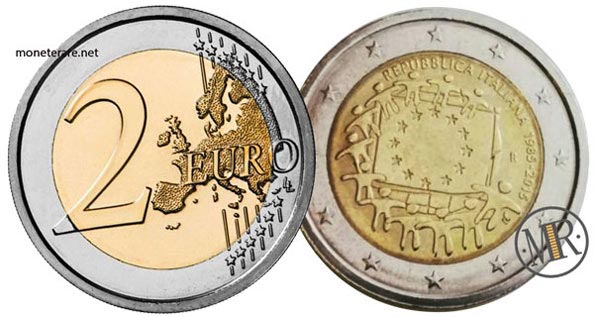 Value of 2 Euro Italy 2015 - 30th anniversary of the European Flag