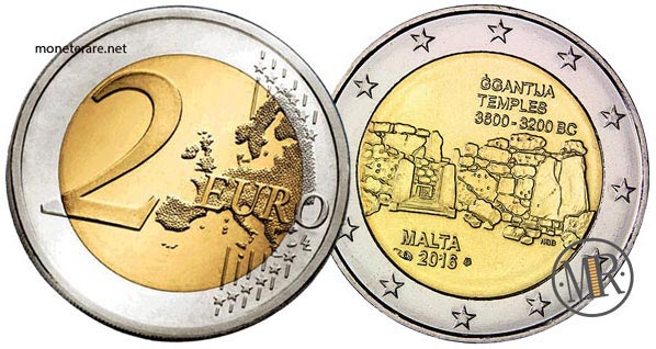 2 Euro Malta 2016 Coin – ĠGantija Temples - value
