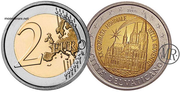 2 Euro Vatican 2005 Coin - XX World Youth Day (XX Giornata Mondiale della Gioventù)