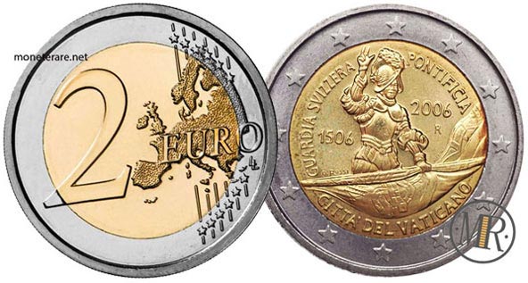2 Euro Vatican 2006 Coin - 500th anniversary of the Swiss Guard "guardia svizzera pontificia"