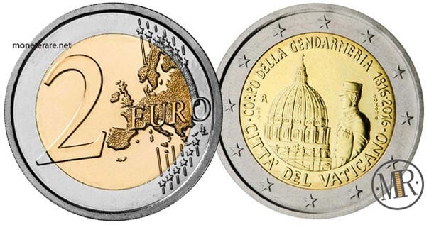 2 Euro Vatican 2016 Coin- 200th anniversary of the Vatican Gendarmerie (Gendarmeria Vaticana)