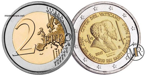 2 Euro Vaticano 2017 Coin - 1950th Anniversary of the Martyrs of Saints Peter and Paul ( Martirio San Pietro e Paolo)