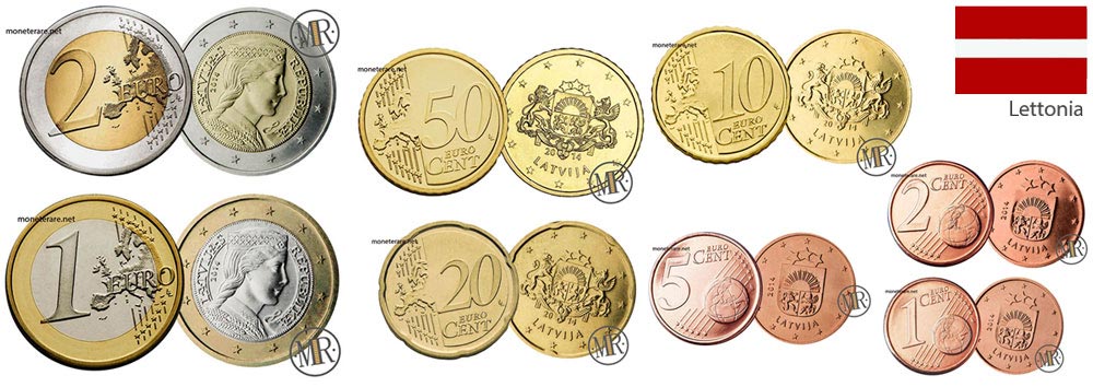 UNC Latvia Set Lot 6 Coins,1 2 5 10 20 50 Santimu 2008-2009 L-2 