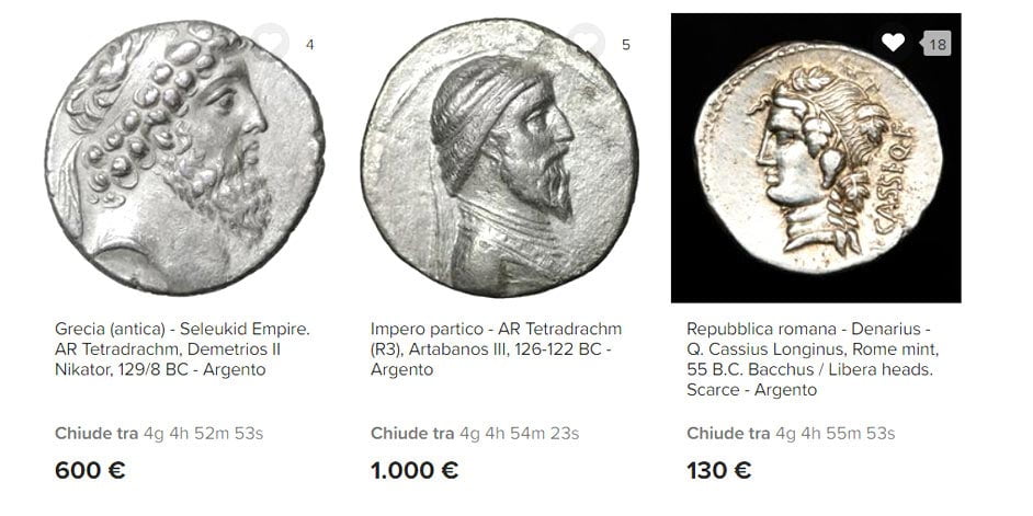 monete antiche greche o romane da comprare all'asta