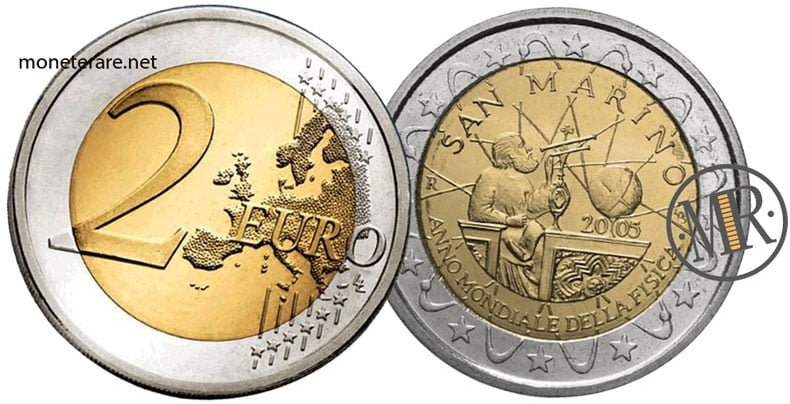 2 Euro Commemorative Coin San Marino 2005 - Anno mondiale della fisica