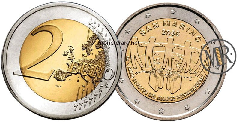 2 Euro Commemorative San Marino 2008 Coin - Anno europeo del dialogo interculturale