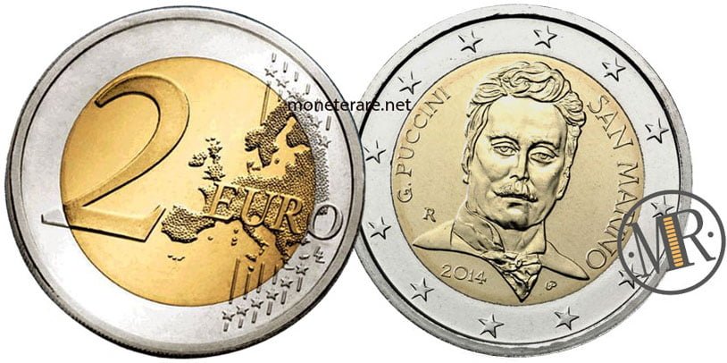  2 Euro San Marino Coin 2014 - 90th Anniversary of Giacomo Puccini's Death