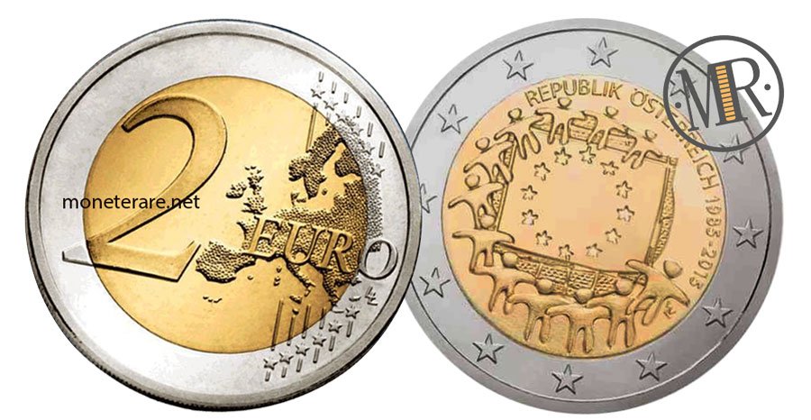 2 Euro Commemorative Coins Austria 2015 - 30th anniversary of the European Flag