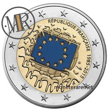 French 2 euro commemorative coins 2015 - European Flag Coloured Proof Coin