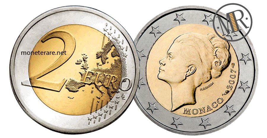 2 Euro Monaco Commemorative Coins 2007 for the 25th of the death of Princess Grace Kelly