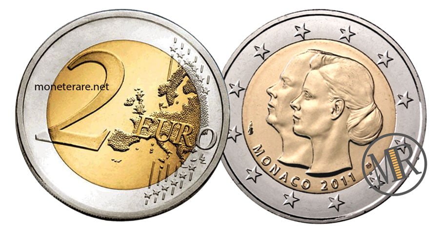 2 Euro Monaco Commemorative Coins 2011 for the Wedding of Prince Albert with Charlène Wittstock