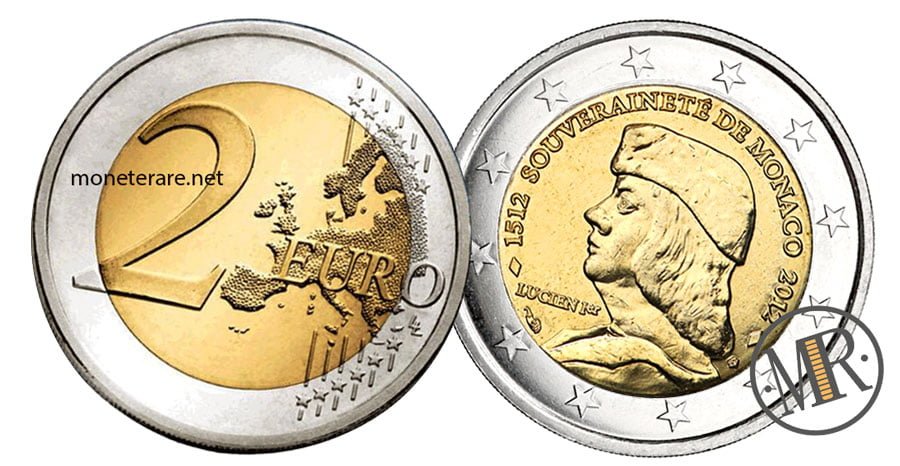 2 Euro Monaco Commemorative Coins 2012 for the 500th the Sovereignty of Monaco