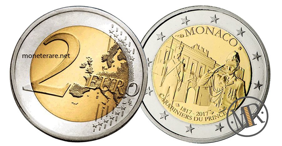 2 Euro Monaco Commemorative Coins 2017 for the 200th Founding of the Prince's Carabiniers Company