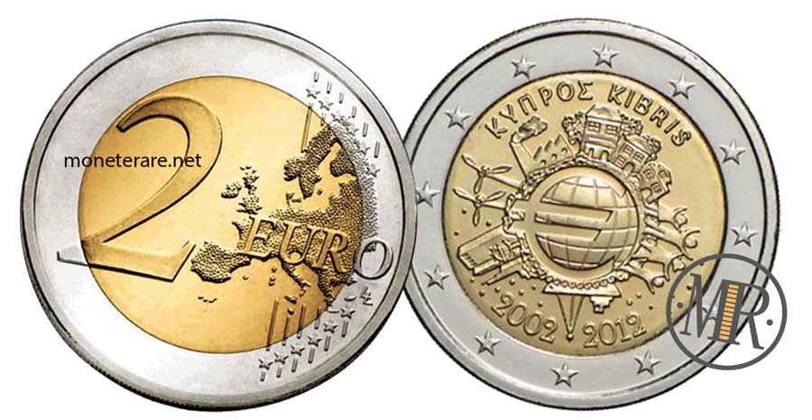 2 Euro Commemorative Coins Cyprus - 10 years of Euro notes and coins 2012