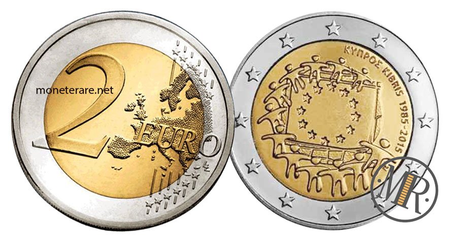 2 Euro Commemorative Coins Cyprus - 30th anniversary European flag 2015