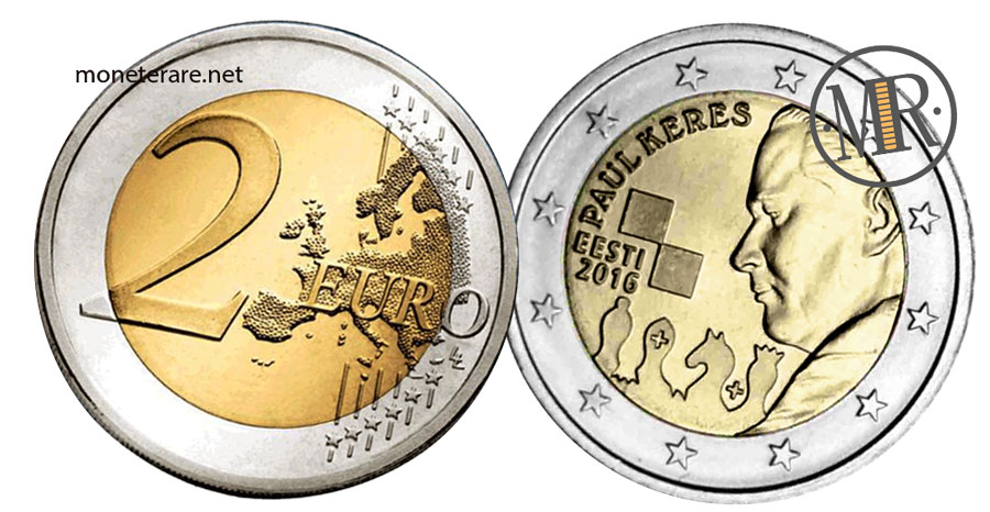 Estonian commemorative 2 euro coins - 100° Anniversary of the birth of Paul Keres