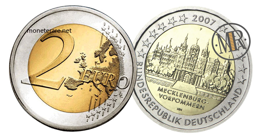 German 2 Euro Coins 2007 - Castle of Schwerin