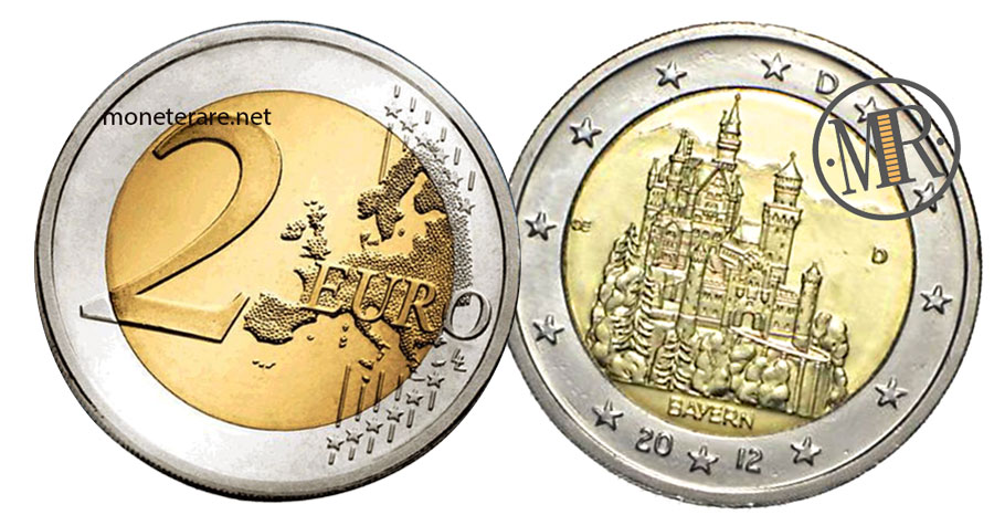 German 2 Euro Coin 2012 - Castle of Neuschwanstein Bayern 