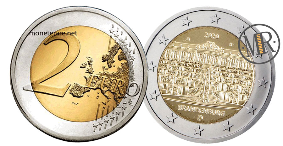 German 2 Euro Coin 2020 - Sanssouci Palace in Brandenburg