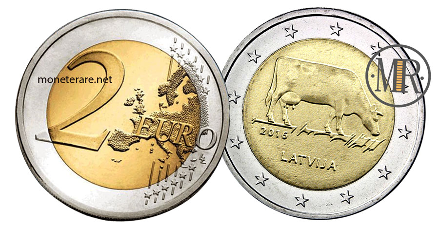 2 Euro Commemorativi Lettonia 2016 - Mucca Lettone