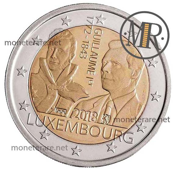 2 Euro Commemorative Luxembourg 2018 Anniversary Death of Grand Duke Guillaume I Second Version "Proof"
