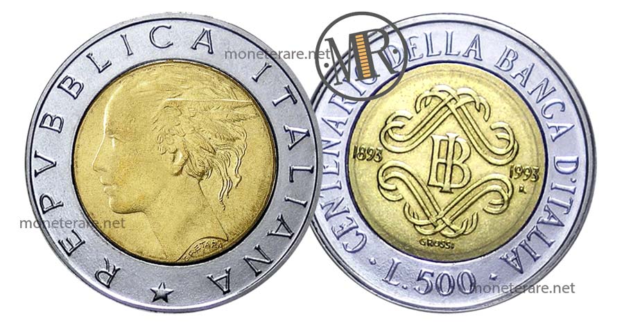 500 Bimetallic Lira Coin - Bank of Italy