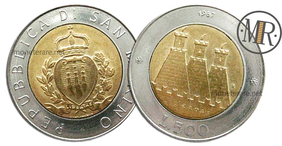500 Lire San Marino 1987 Coin - “XV resume of San Marino minting coins”