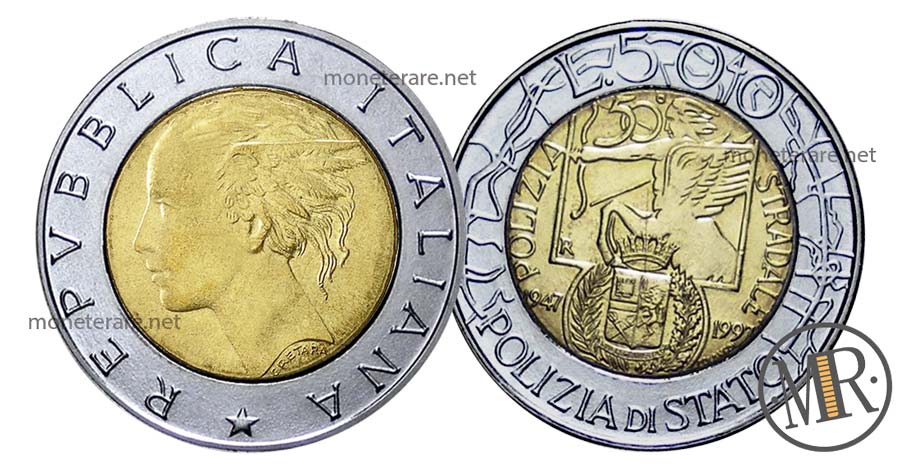 Italian 500 lire coin Polizia Stradale