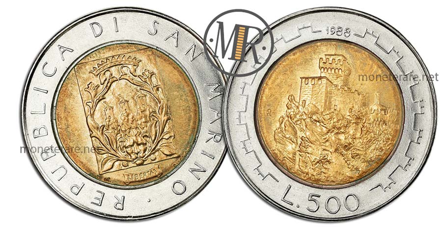 500 Lire San Marino 1988 Coin - “The Second Tower”
