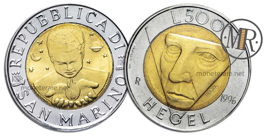 500 Lire San Marino Coin 1996 - “Hegel” 
