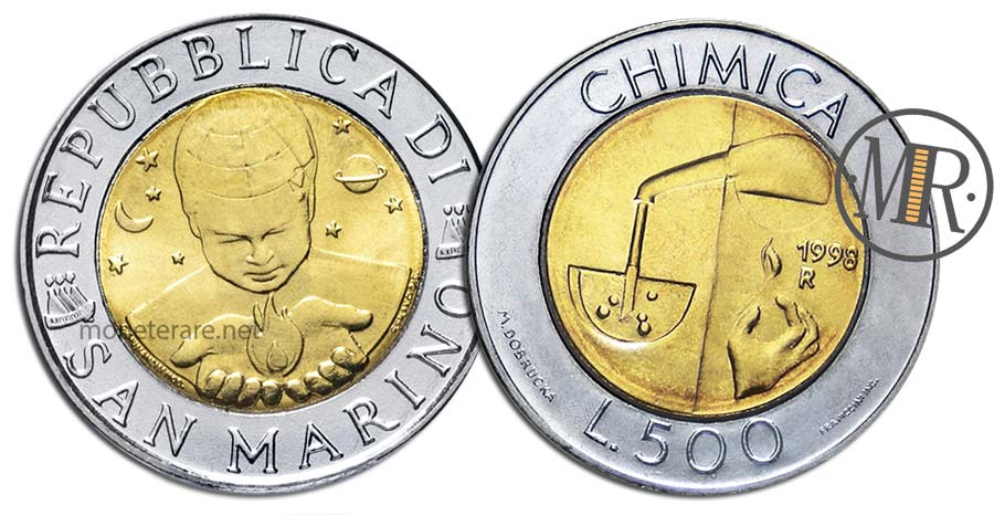 500 Lire San Marino Coin 1998 - “Chemistry” 