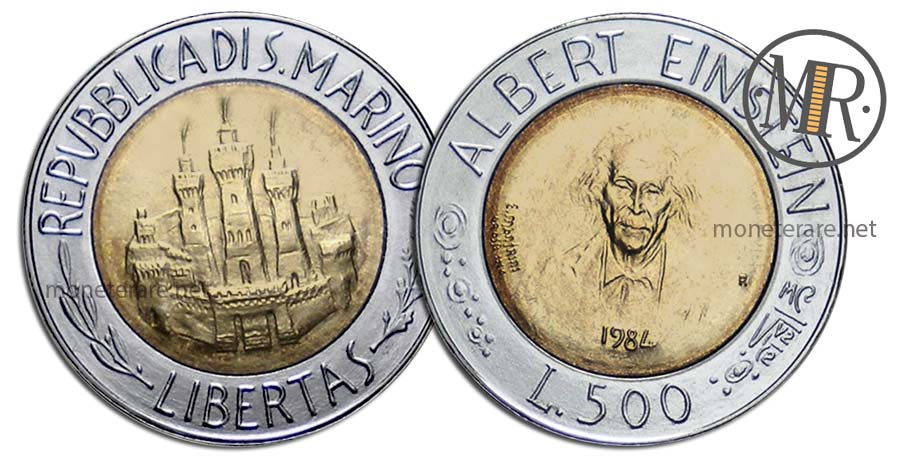 500 Lire San Marino 1984 Coin -  “Science for Man - Albert Einstein”