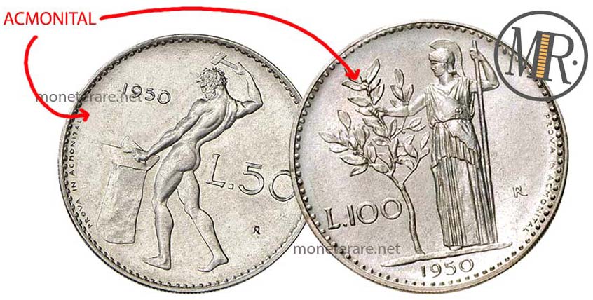 100 Lire Coins in Acmonital
