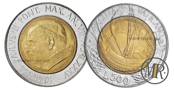 500 Lire Vatican Coin 1985 -  “Saint Peter the Fisherman” value
