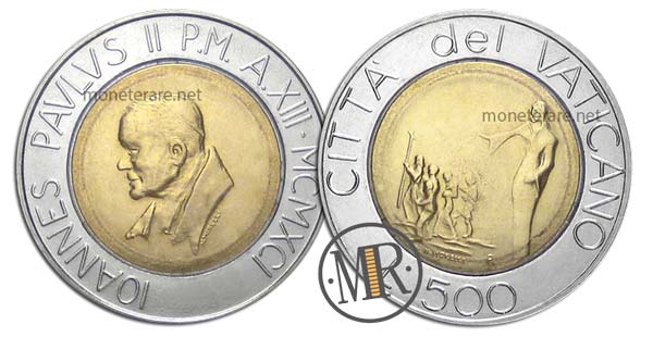 500 Lire Vatican Coin 1991 - “Go and preach (or Missionaries)” value