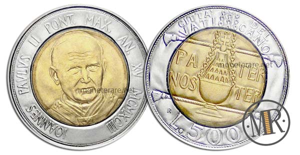 500 Lire Vatican Coins 1993 - “PATER NOSTER” value