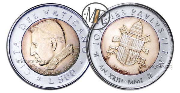 500 Lire Vatican Coin 2001 - “Pope John Paul I”