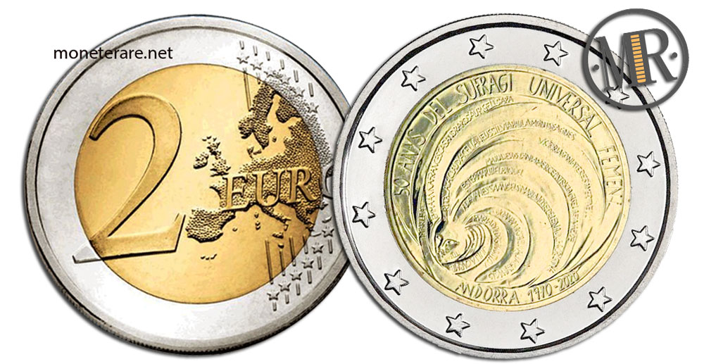 2 Euro Andorra 2020 Coin - 50 Anys Del Sufragi Universal Femenì